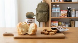 缶パンと乾パンの違いを非常食として比較するイメージ