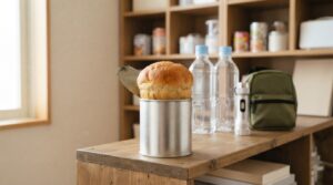 新食缶ベーカリーの販売店と賞味期限を紹介する缶入りパンのイメージ