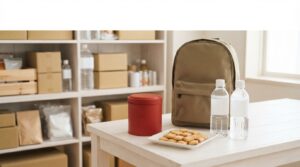 ブルボン缶入ミルクビスケットをイメージした保存缶と防災用ビスケット