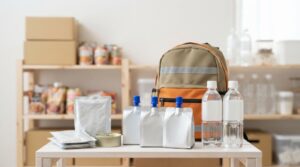 inゼリー エネルギーロングライフをイメージした防災用ゼリー飲料と備蓄品