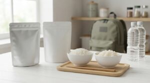 アルファ米とパックご飯を非常食として比較するイメージ