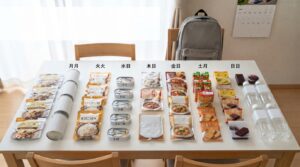 非常食の3日分・1週間分の献立と食品の組み合わせ例