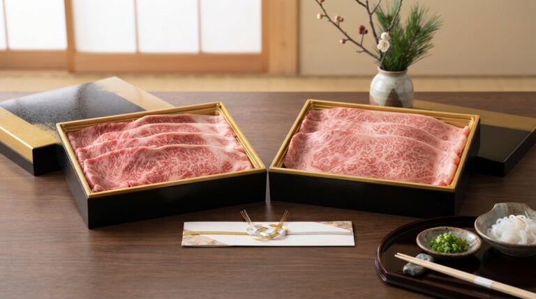 米沢牛と松阪牛のすき焼き用ギフトを比較したイメージ